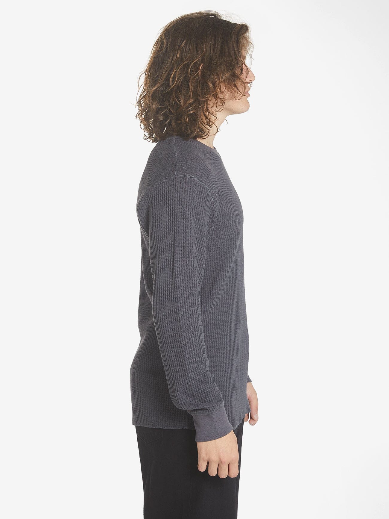 Thrills Union Big Waffle Long Sleeve  - Dark Charcoal XS