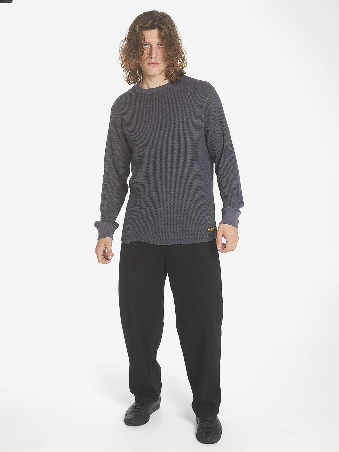 Thrills Union Big Waffle Long Sleeve  - Dark Charcoal XS