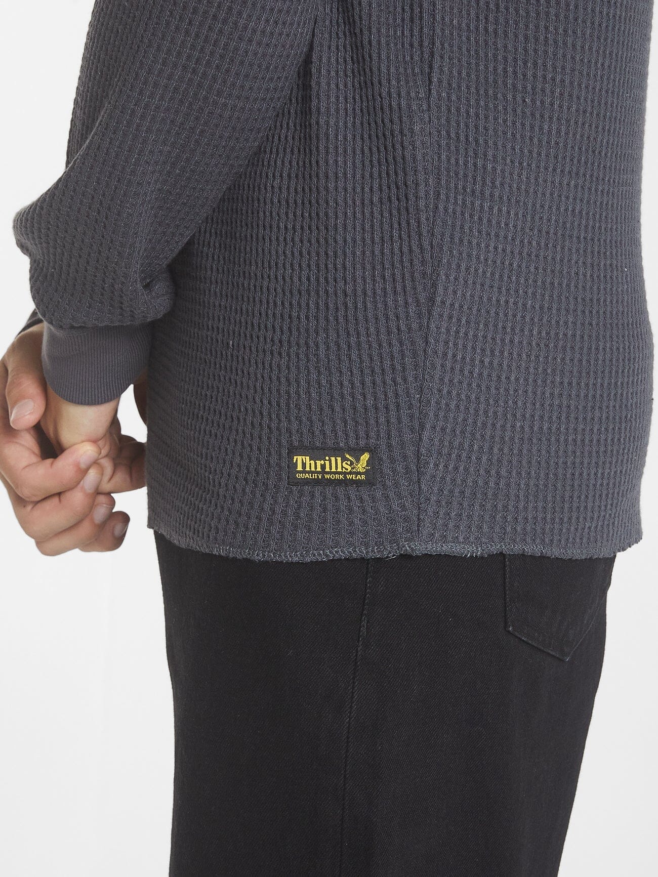 Thrills Union Big Waffle Long Sleeve  - Dark Charcoal XS