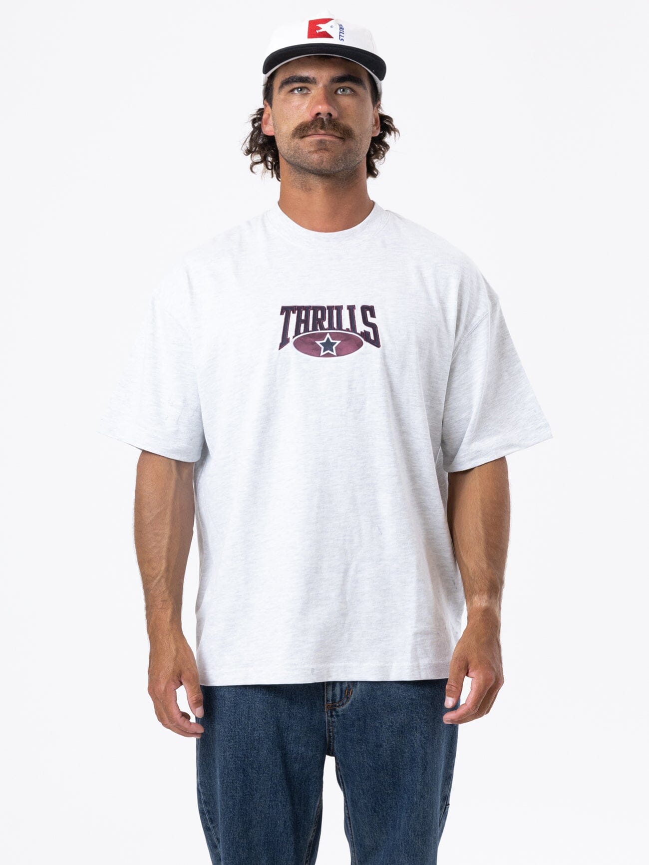 Full Ride Box Fit Oversize Tee - White Marle