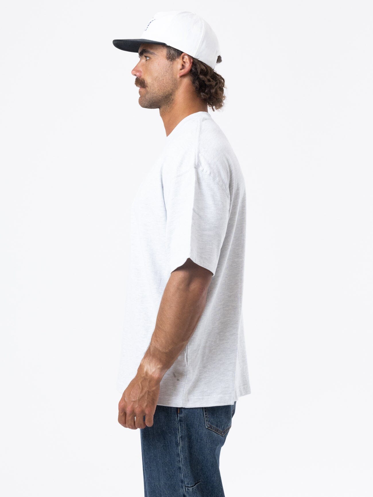 Full Ride Box Fit Oversize Tee - White Marle