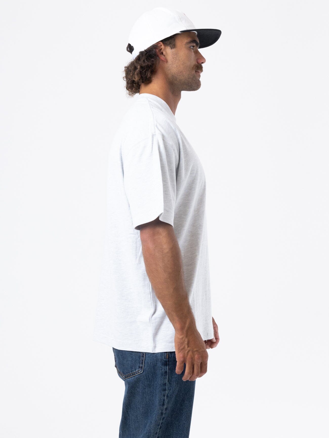 Full Ride Box Fit Oversize Tee - White Marle