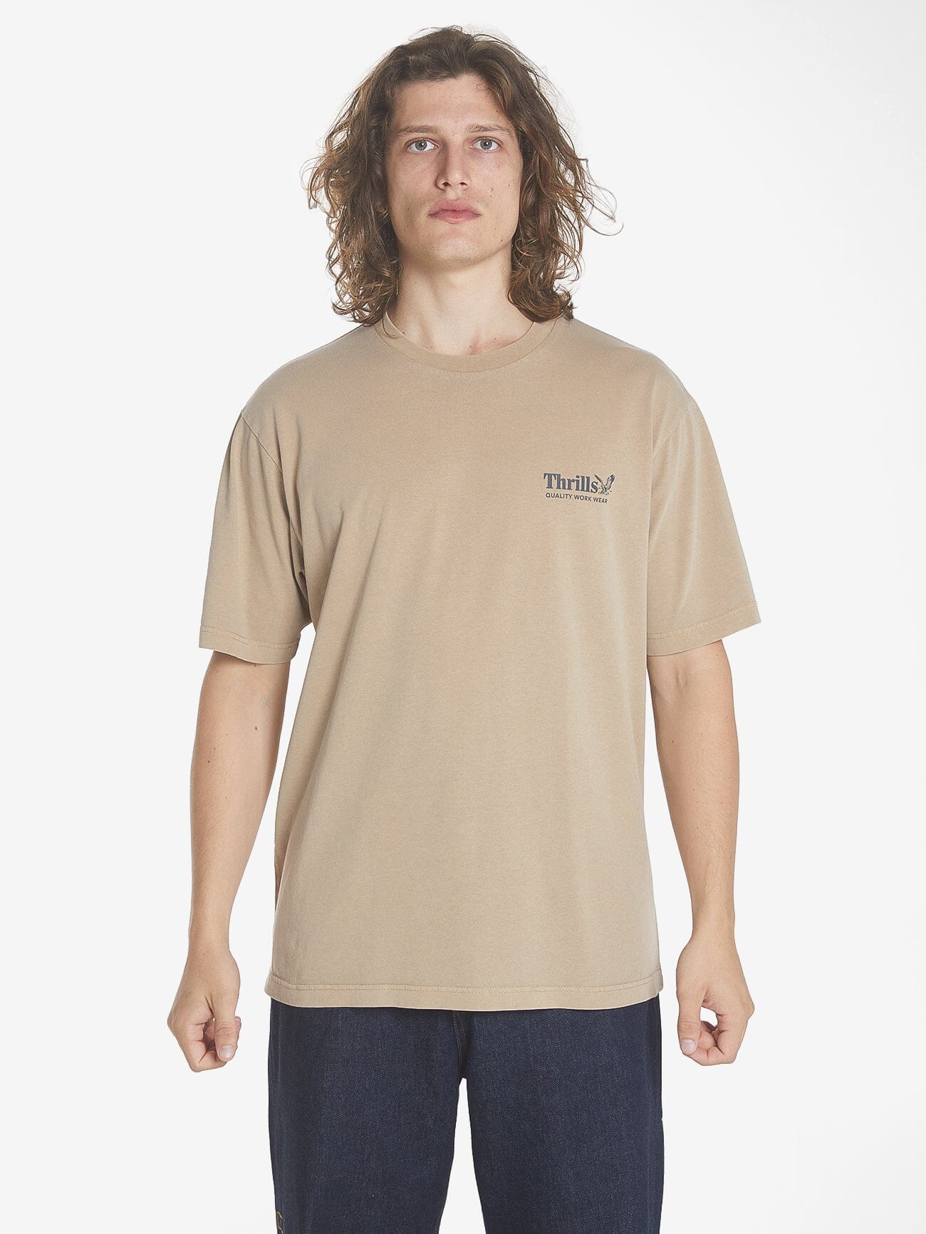 Thrills Workwear Oversize Fit Tee - Sand XS