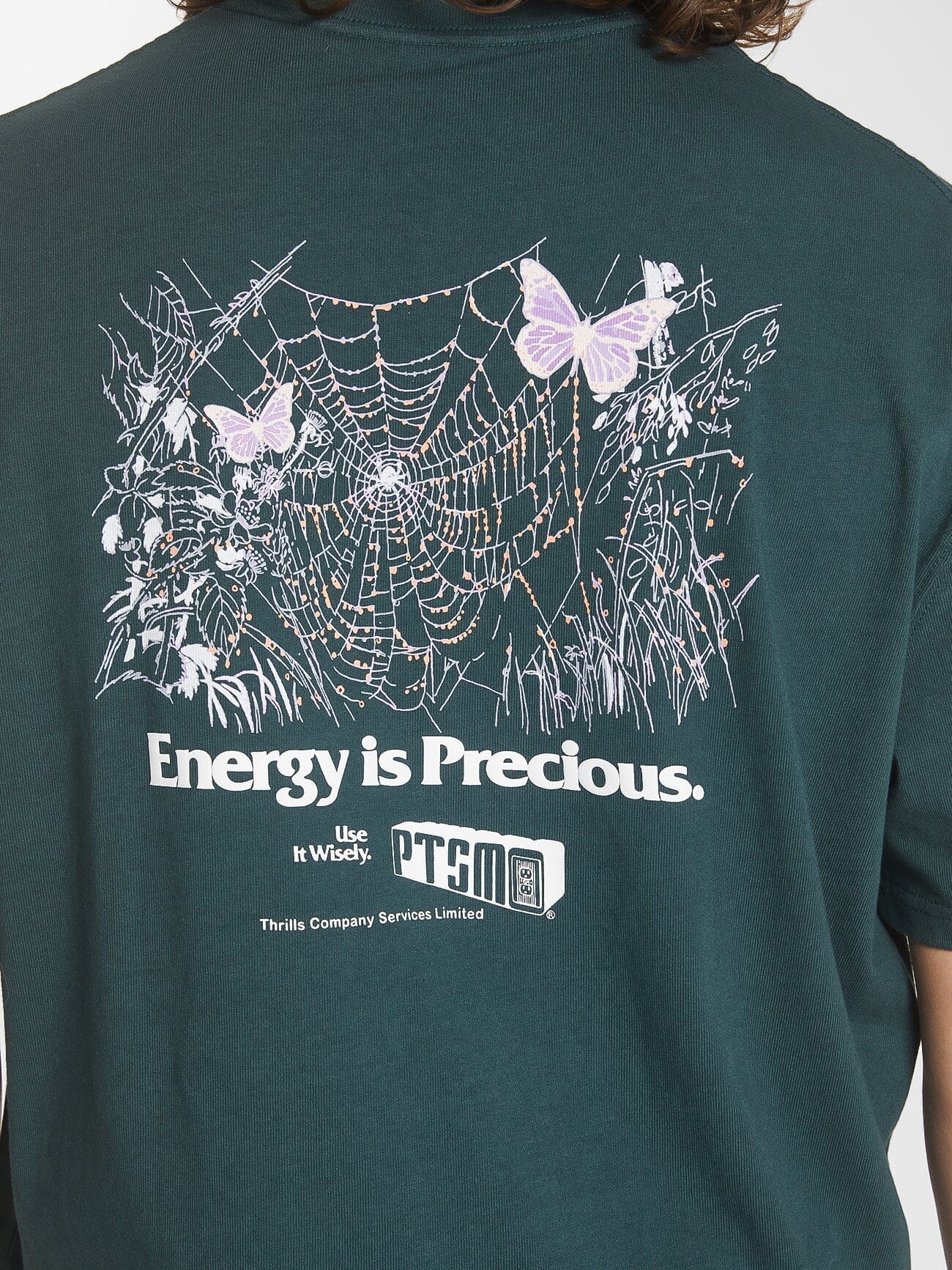 Energy Is Precious Box Fit Oversize Tee - Dark Jade XS