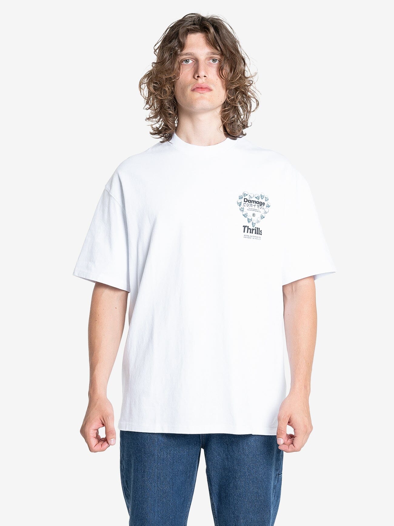 Controlled Damage Box Fit Oversize Tee - White XS