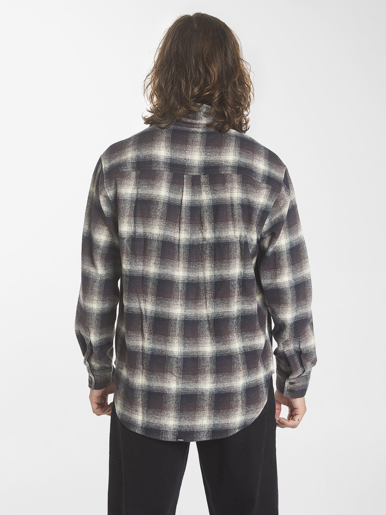 Barrio Long Sleeve Flannel Shirt - Deep Plum XS