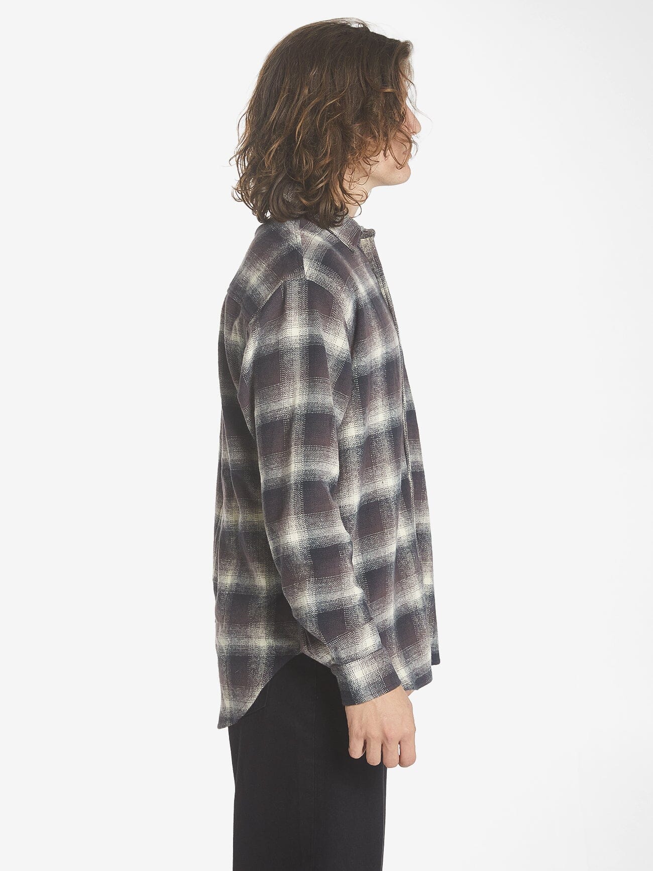 Barrio Long Sleeve Flannel Shirt - Deep Plum XS