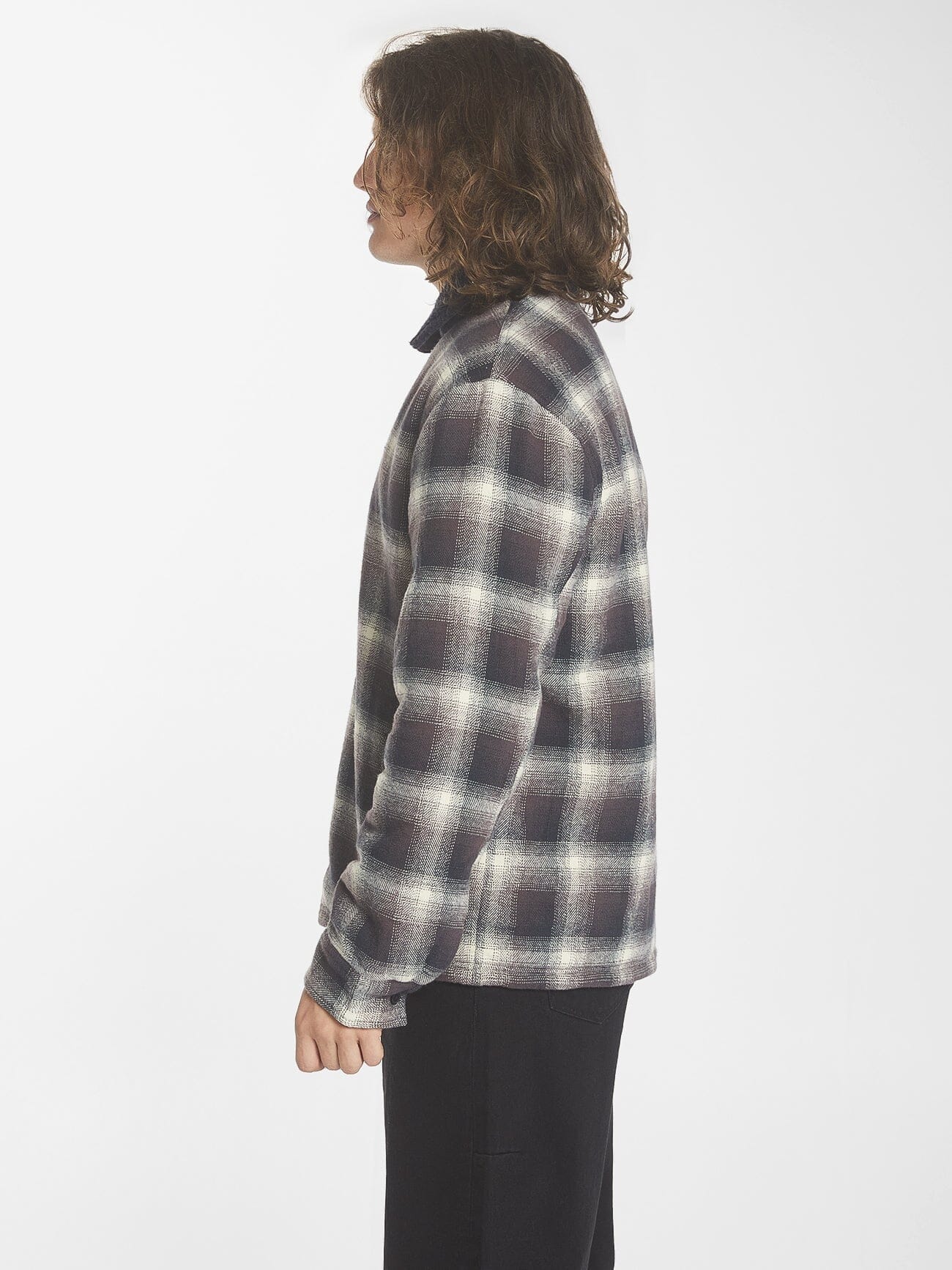 Barrio Quilt Sherpa Flannel Jacket - Deep Plum XS