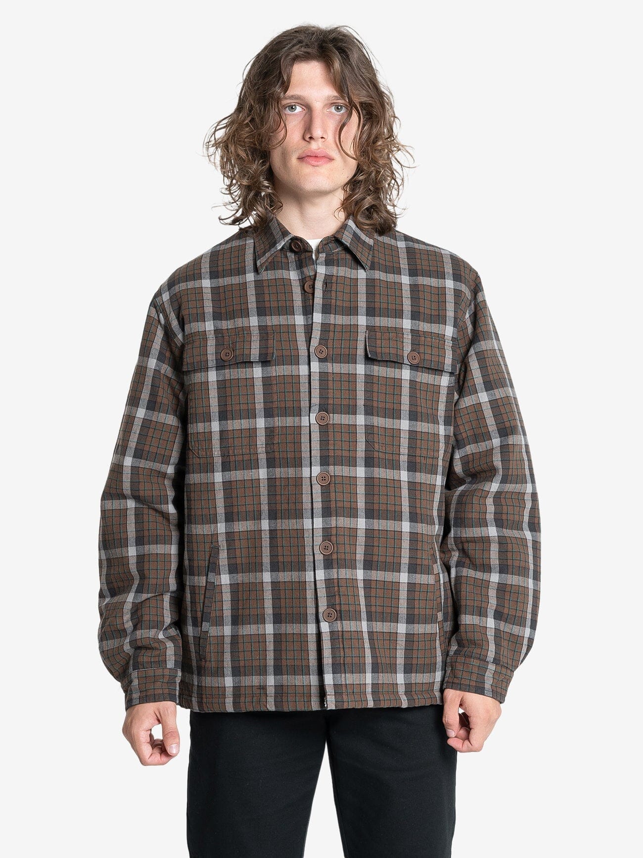 Thrills Labour Flannel Jacket - Brown XS