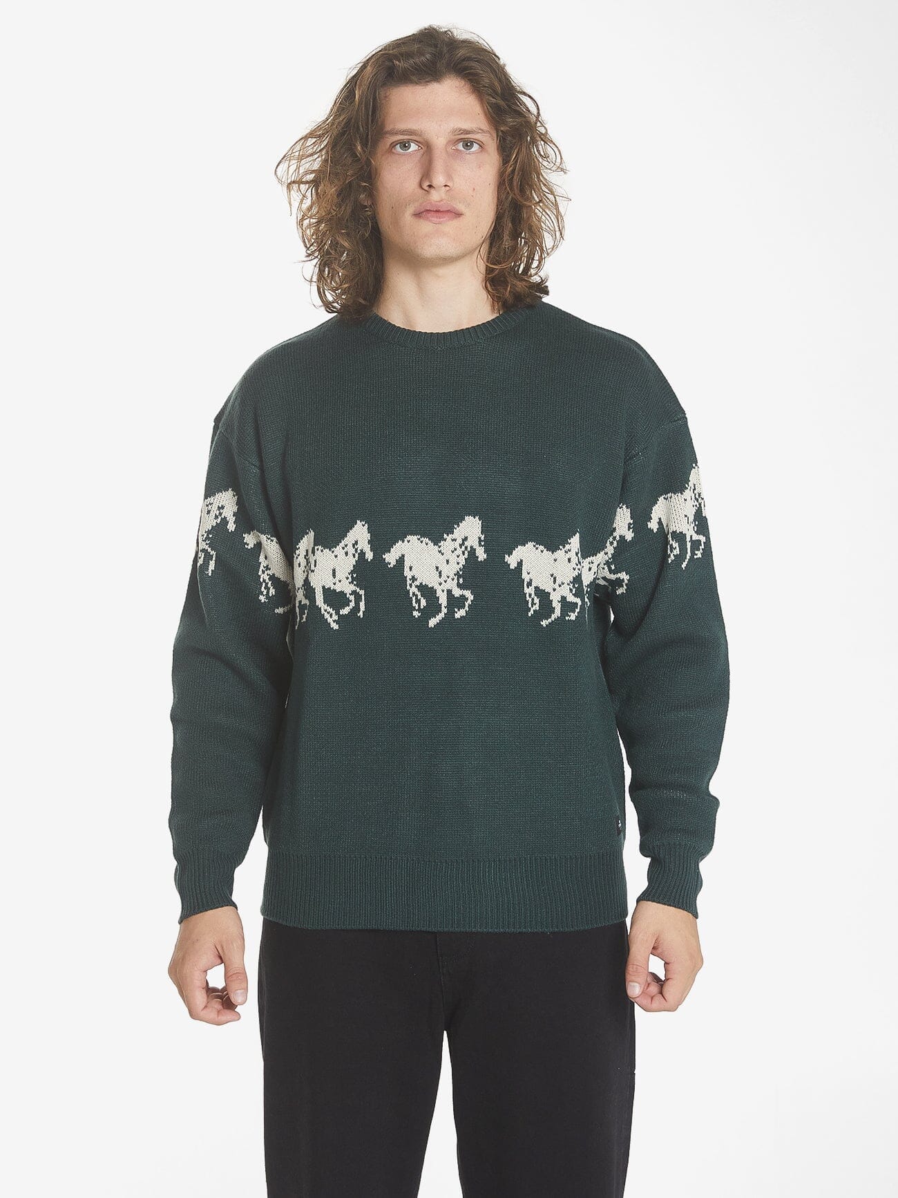 Chariot Rides On Crew Knit - Dark Jade XS