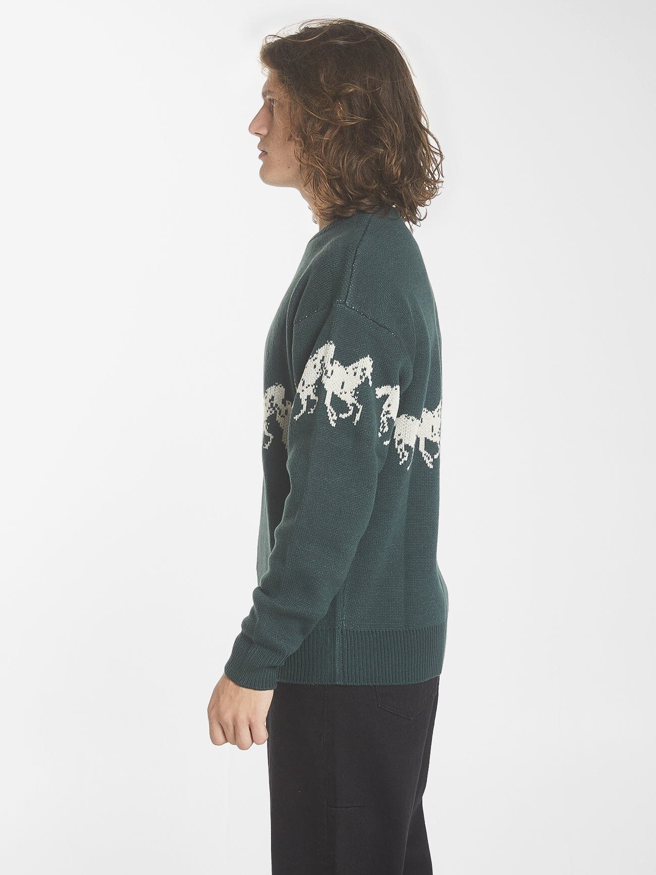 Chariot Rides On Crew Knit - Dark Jade XS