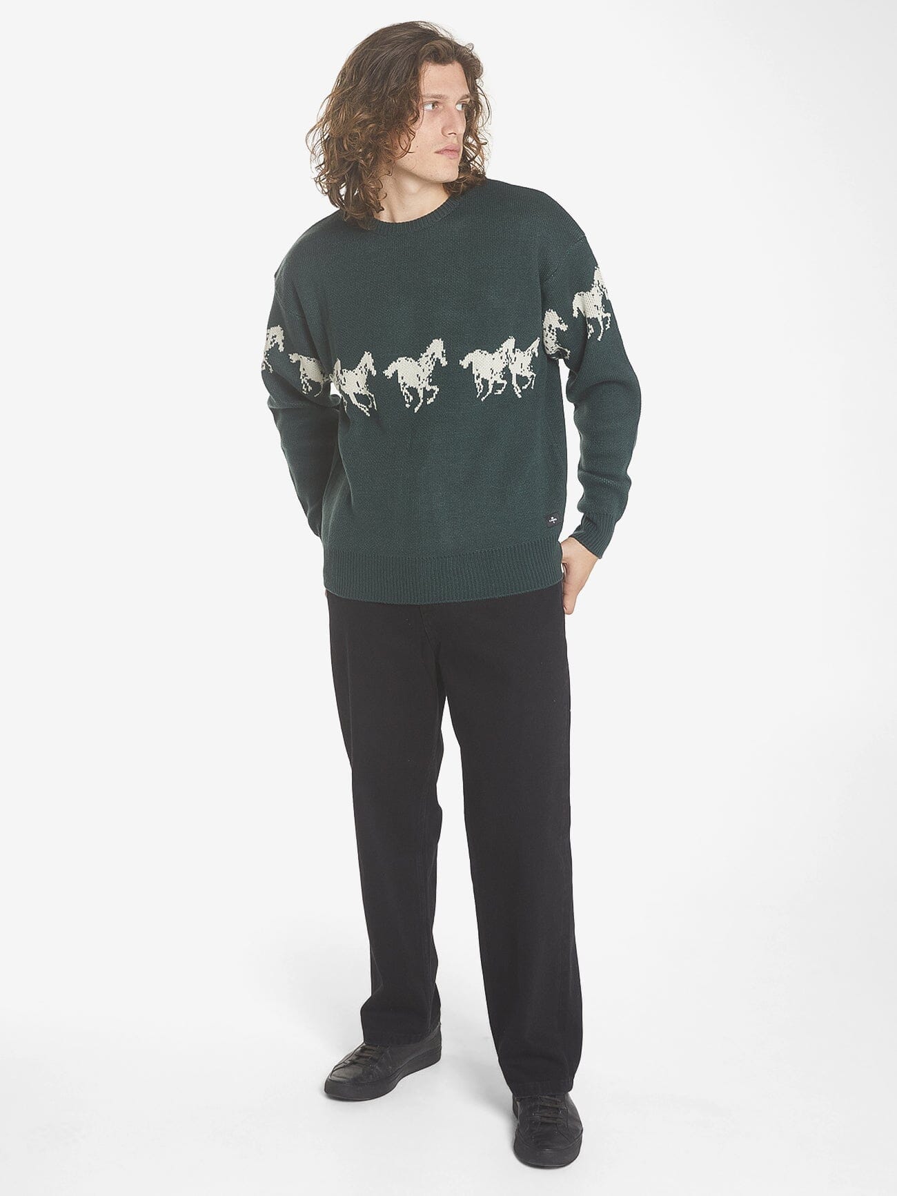 Chariot Rides On Crew Knit - Dark Jade XS