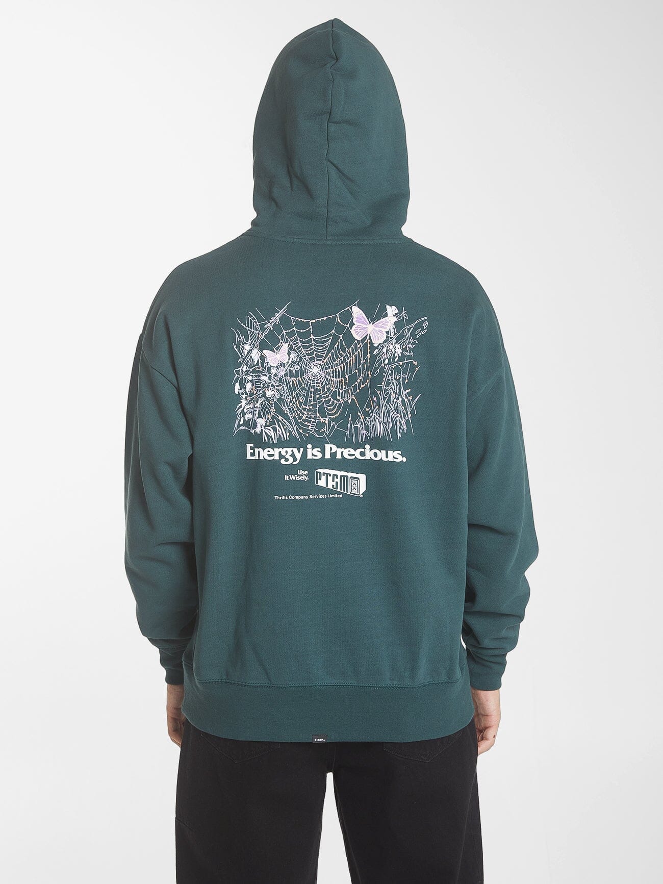 Energy is Precious Slouch Pull on Hood - Dark Jade XS