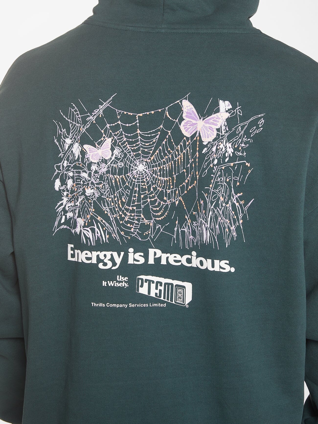 Energy is Precious Slouch Pull on Hood - Dark Jade XS