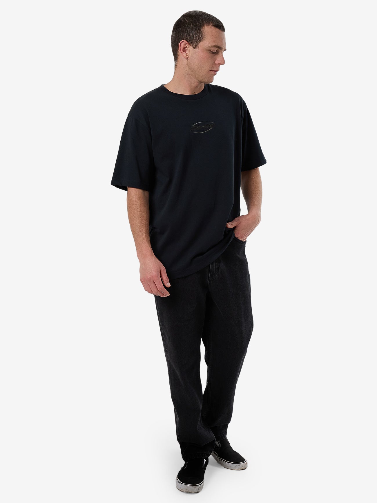 Fortune Favors Embro Oversize Fit Tee - Washed Black XS