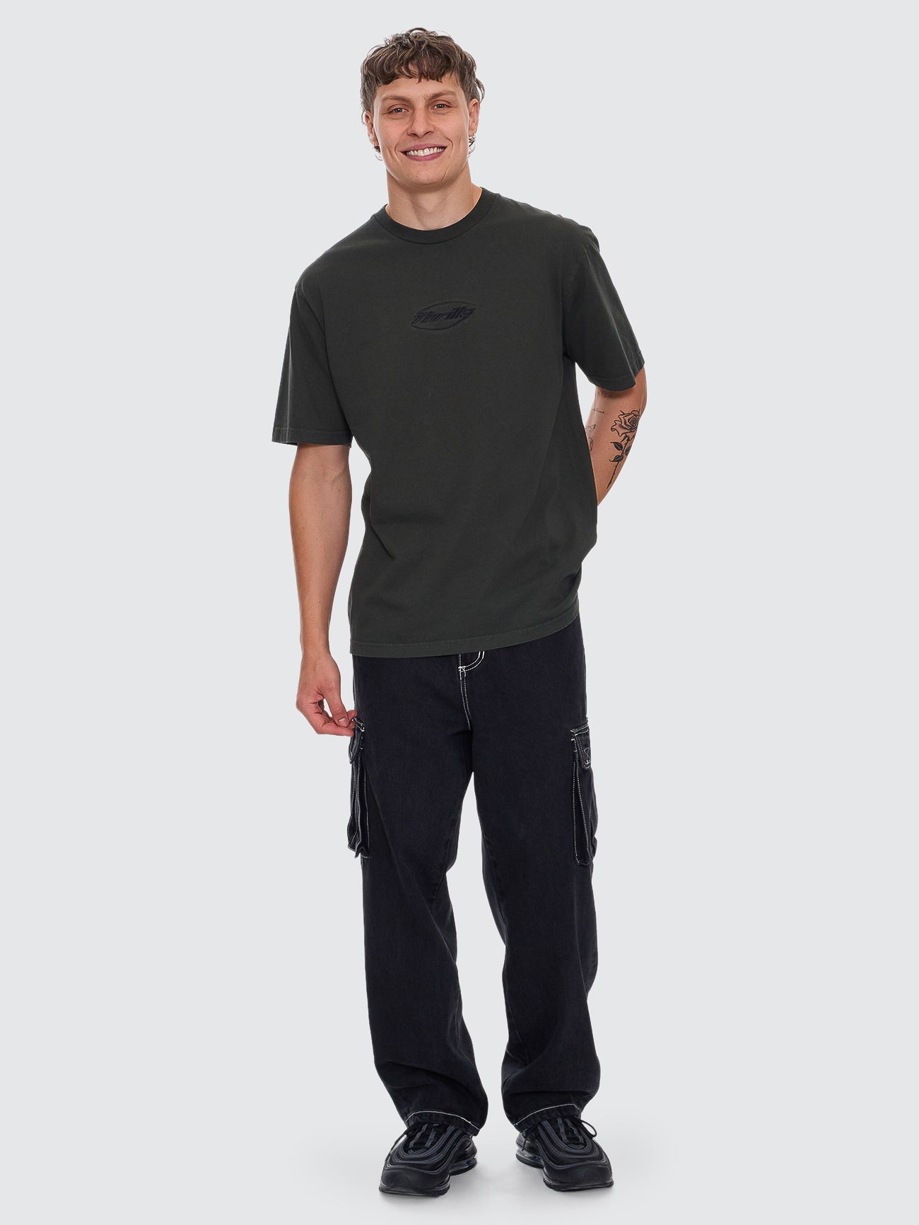 Fortune Favors Embro Oversize Fit Tee - Oil Green XS