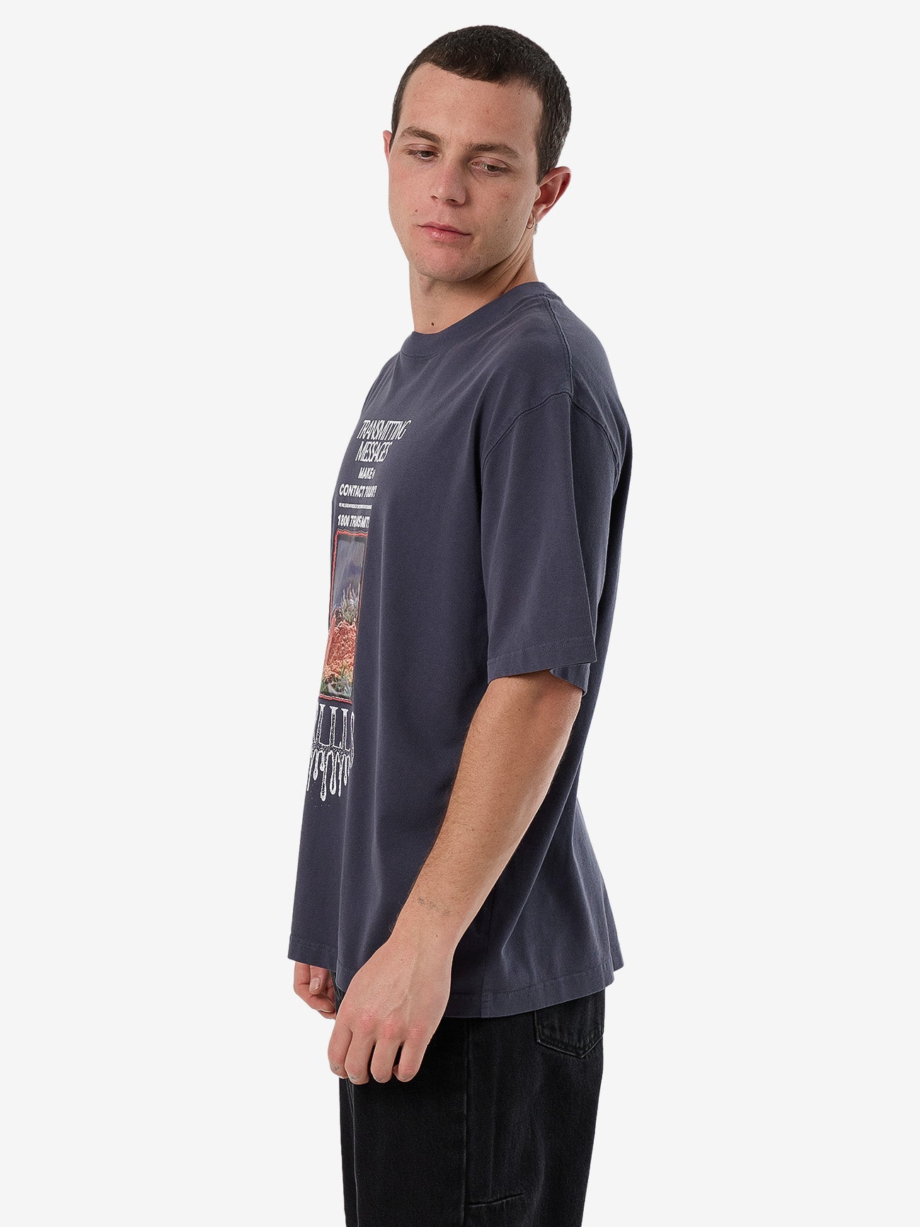 1 800 Transmit Box Fit Oversize Tee - Ebony XS