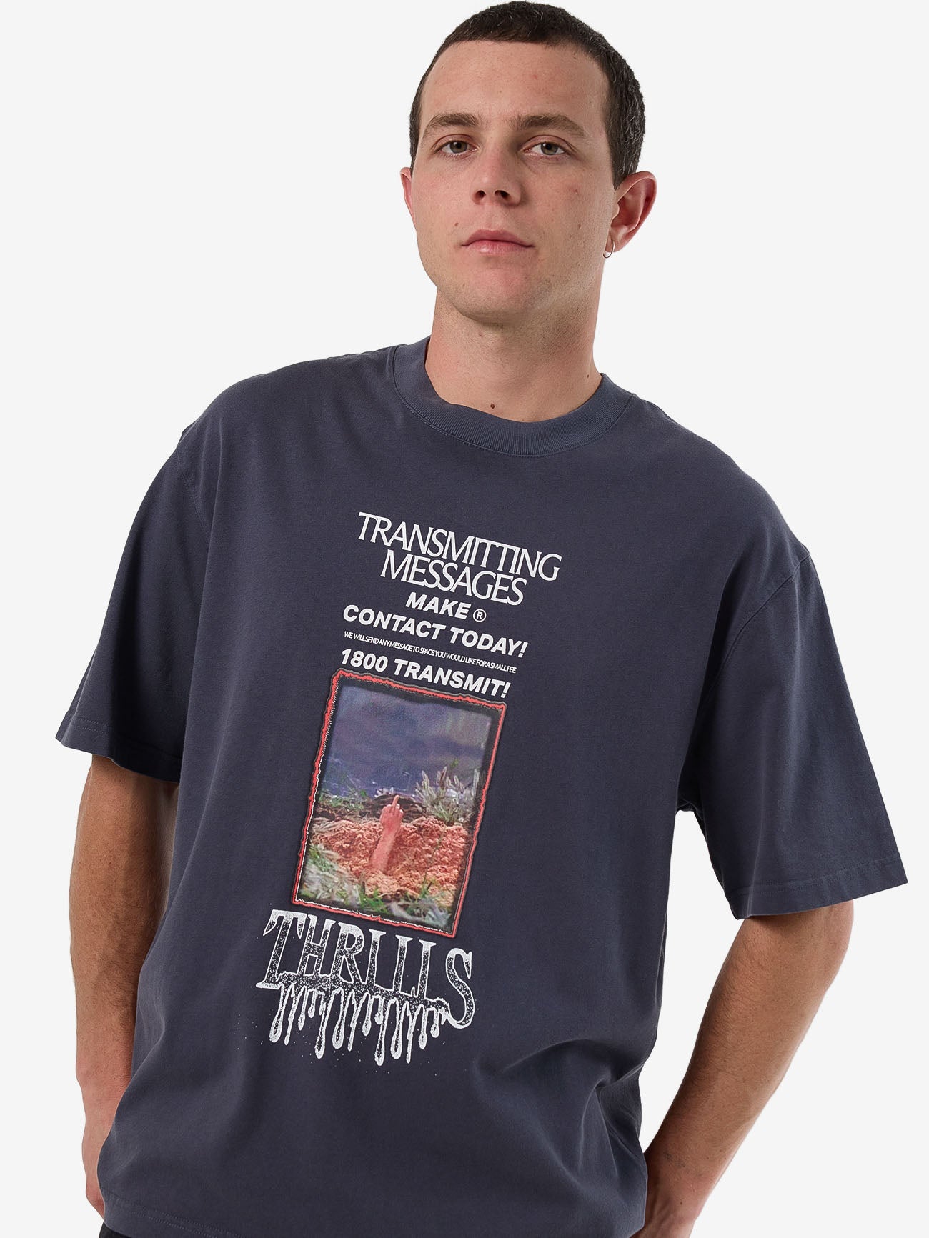 1 800 Transmit Box Fit Oversize Tee - Ebony XS