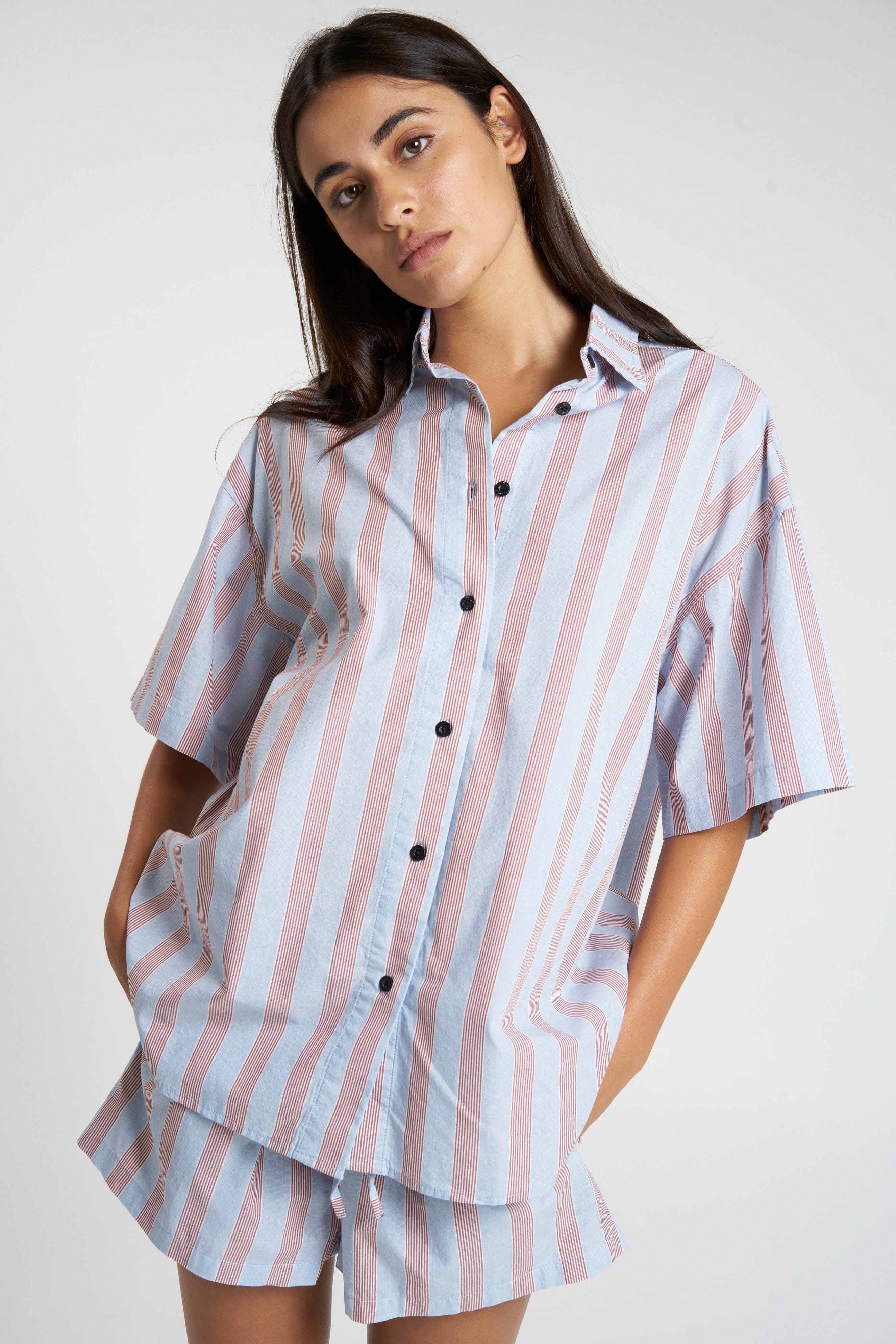 Womens Porter Short Sleeve Shirt - Sky Blue