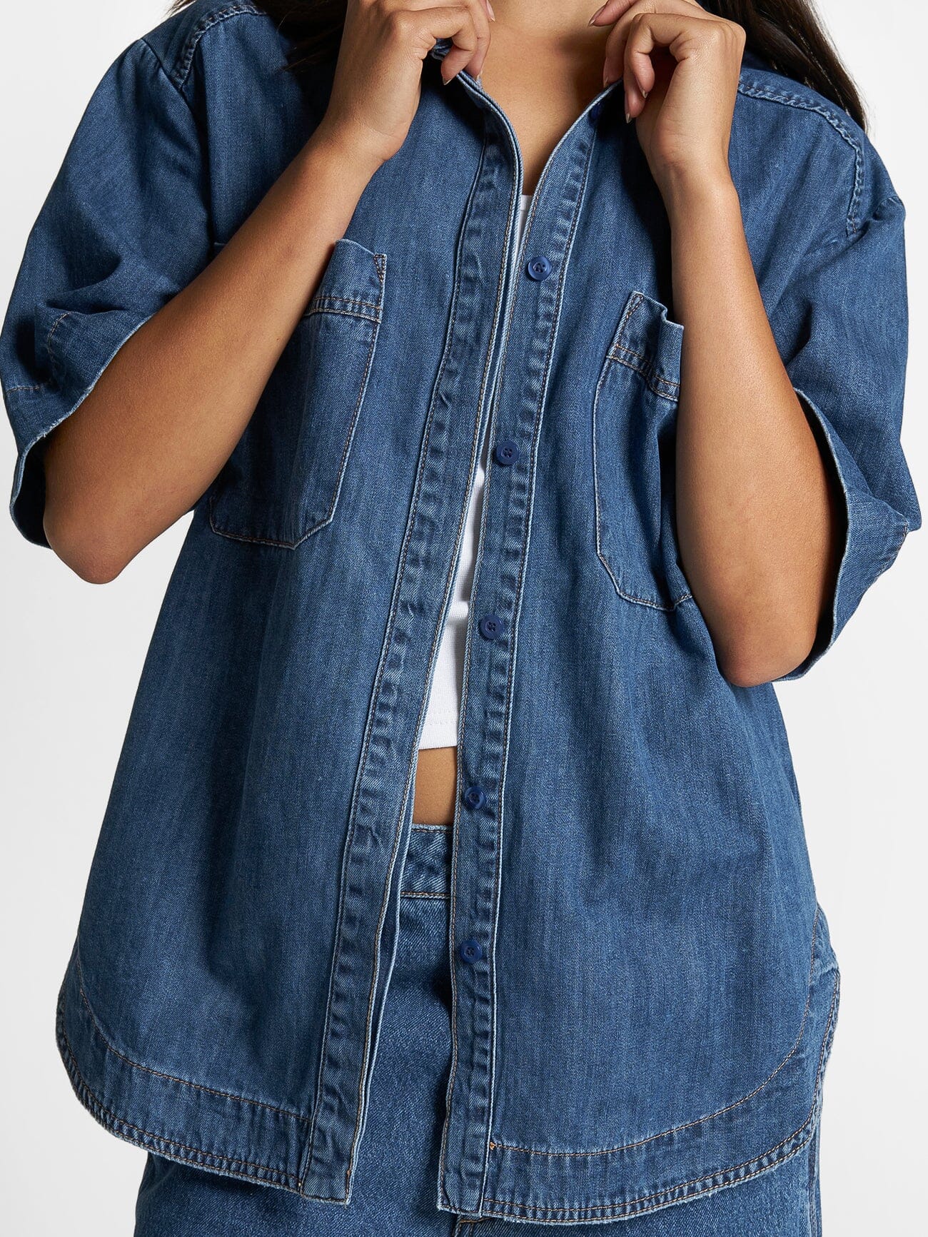 Louise Denim Shirt - Rinsed Blue