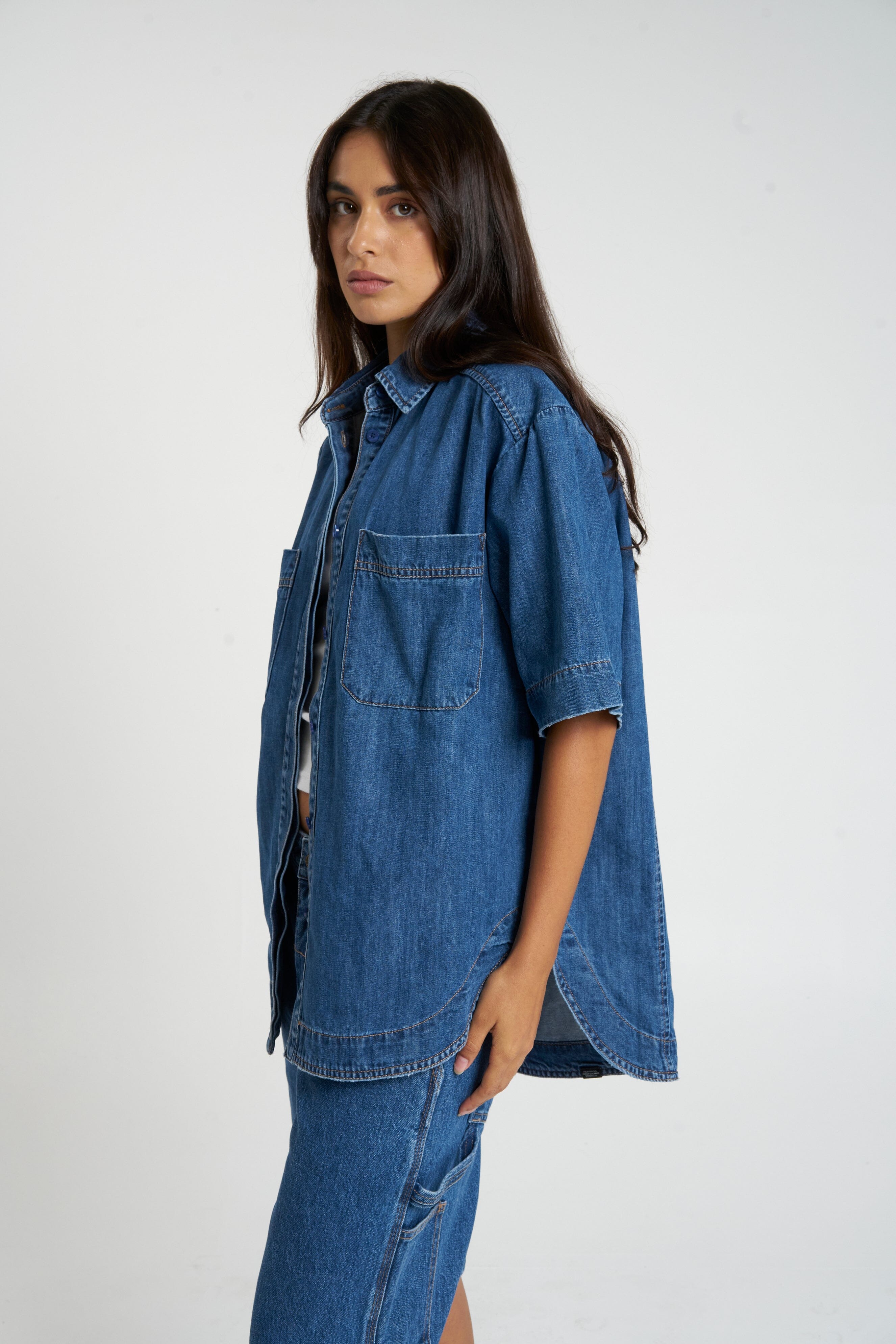 Louise Denim Shirt - Rinsed Blue