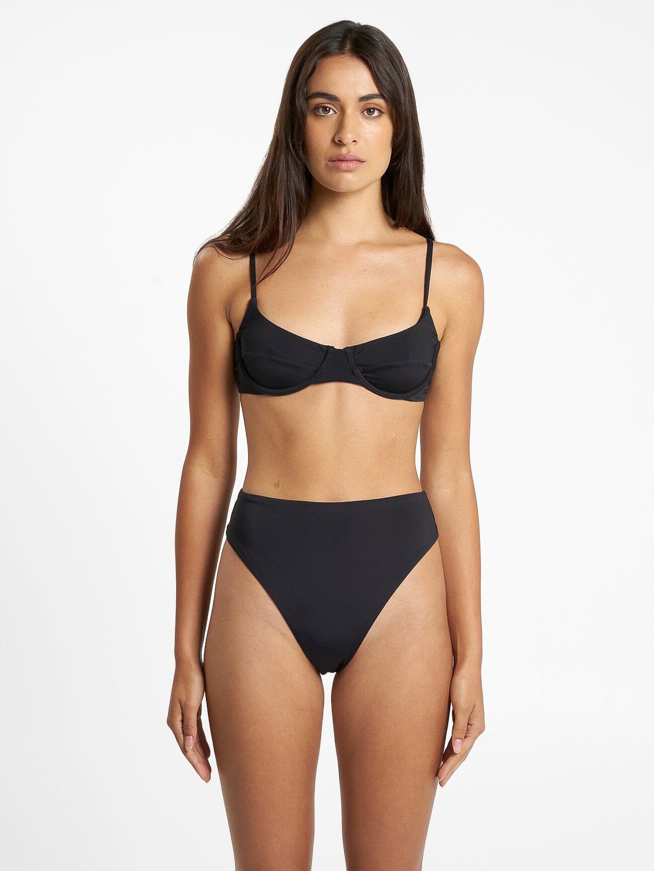 Thrills 90's High Cut Bikini Bottom - Black