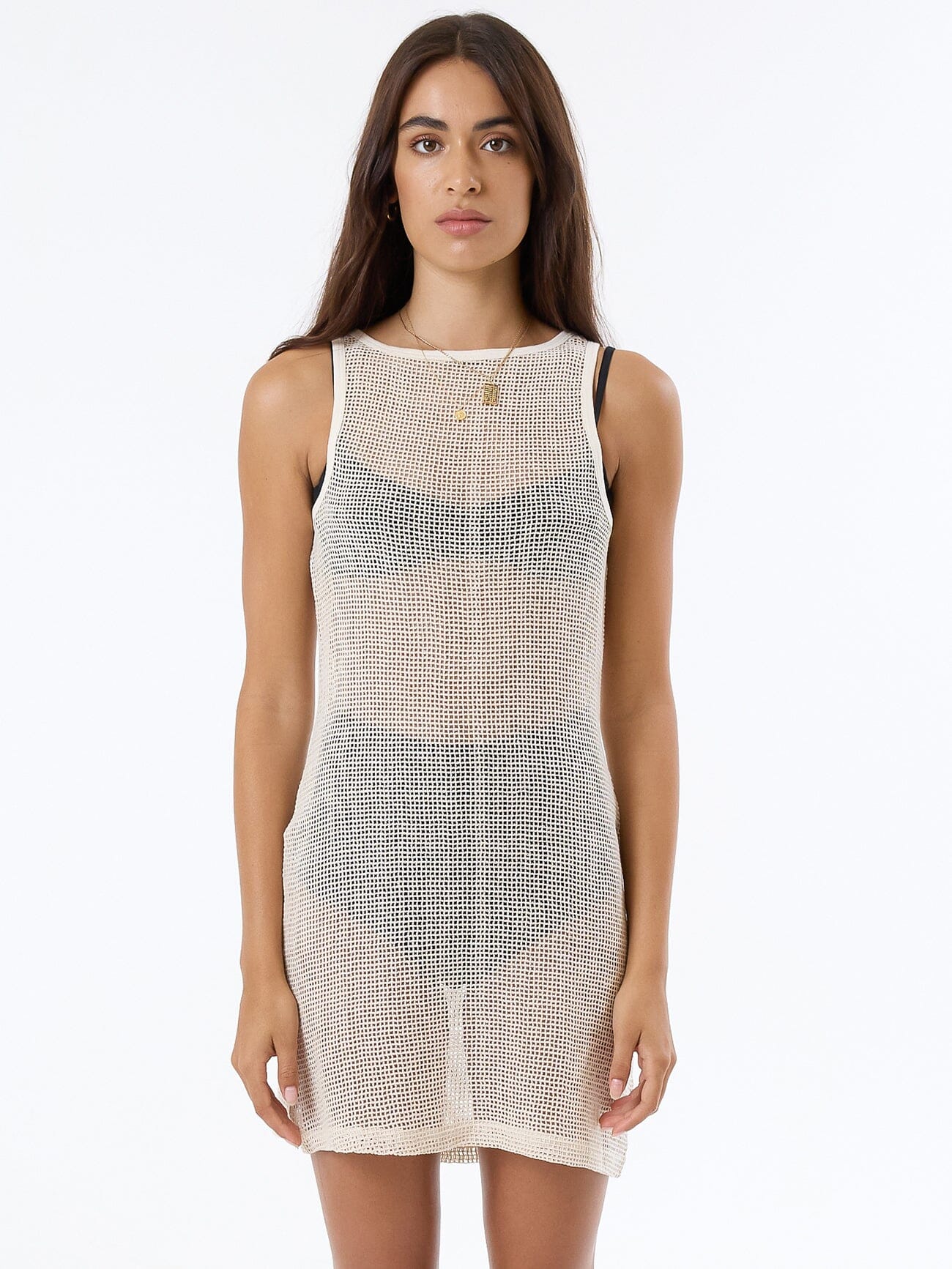 Lattice Mini Dress - Unbleached