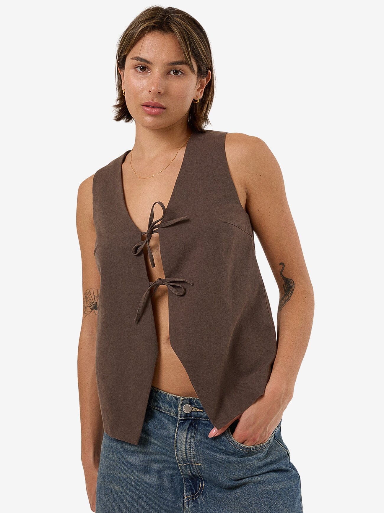 Kensley Oversize Vest - Dark Brindle