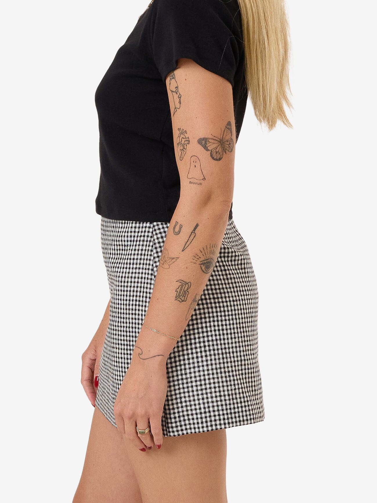 Gia Gingham Skirt - Black 4