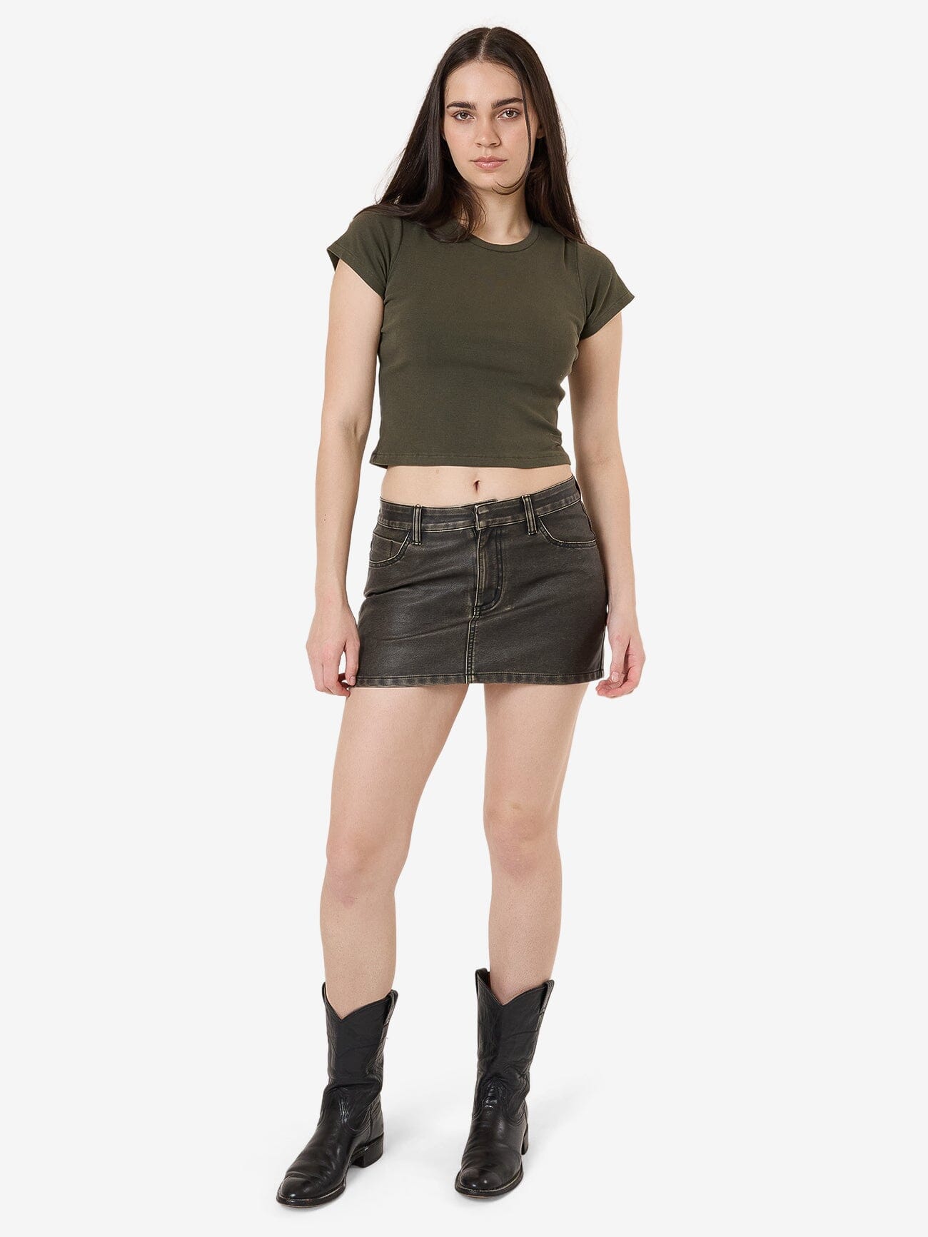 Oliver Leather Mini Skirt - Washed Black