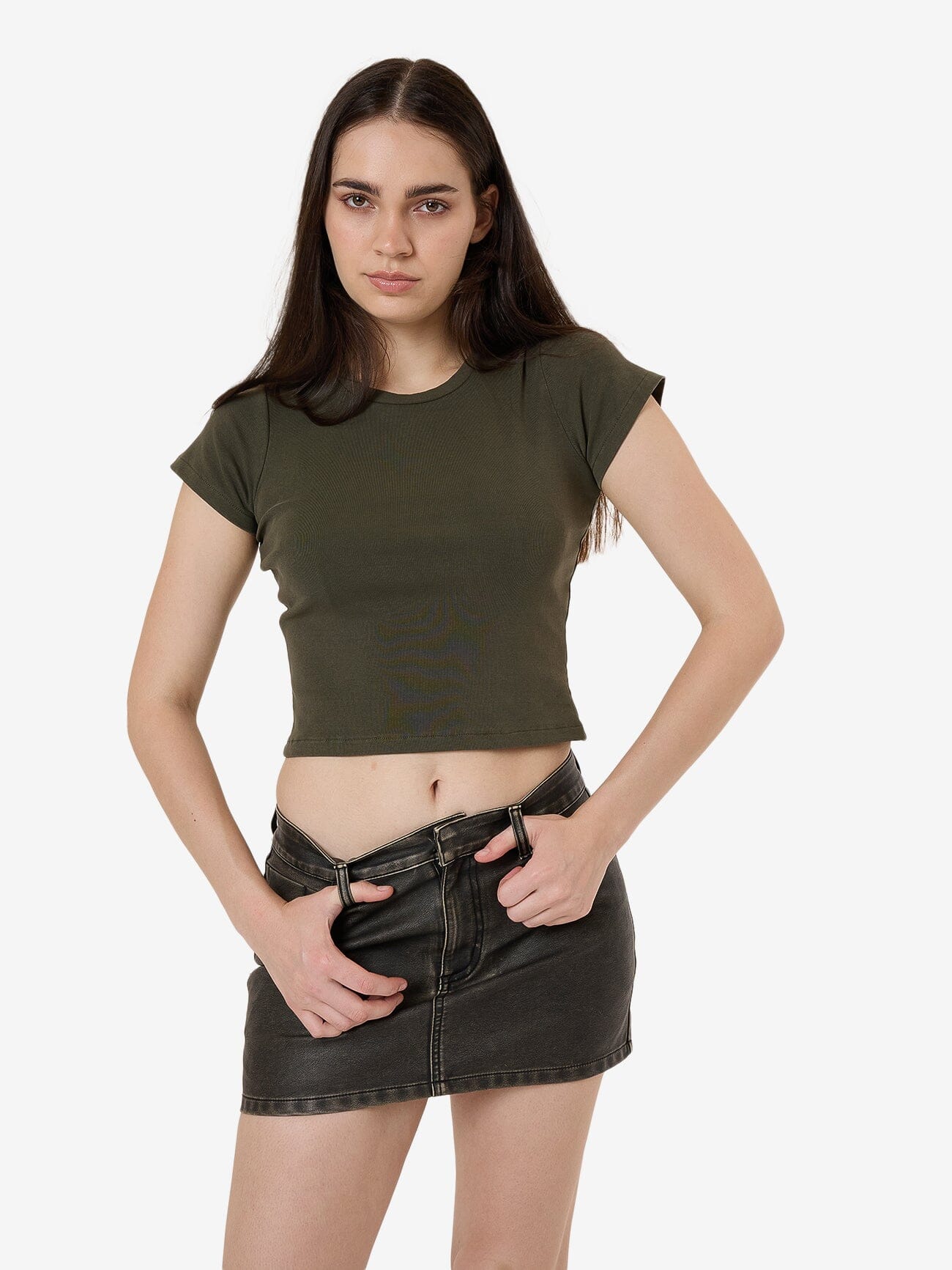 Oliver Leather Mini Skirt - Washed Black