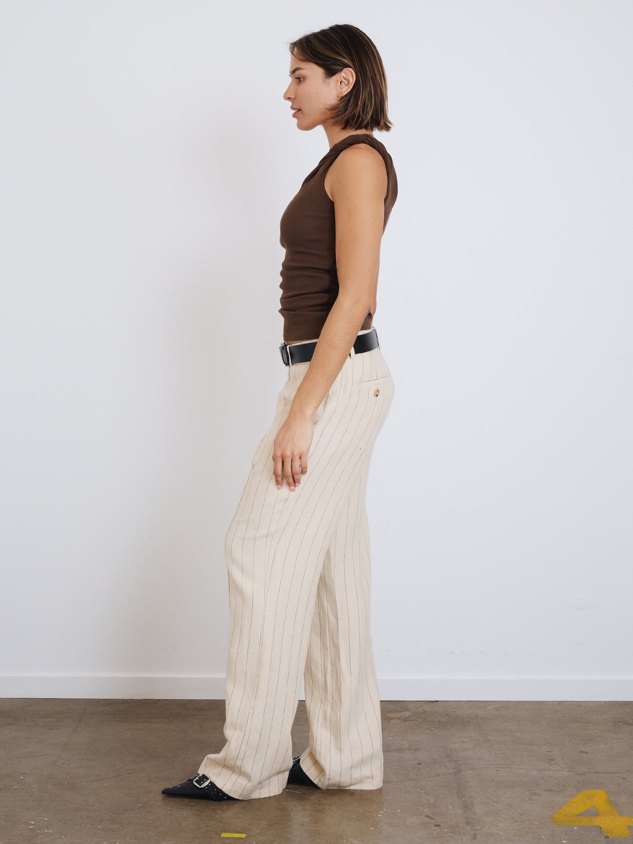 Olivia Pinstripe Pant - Tofu