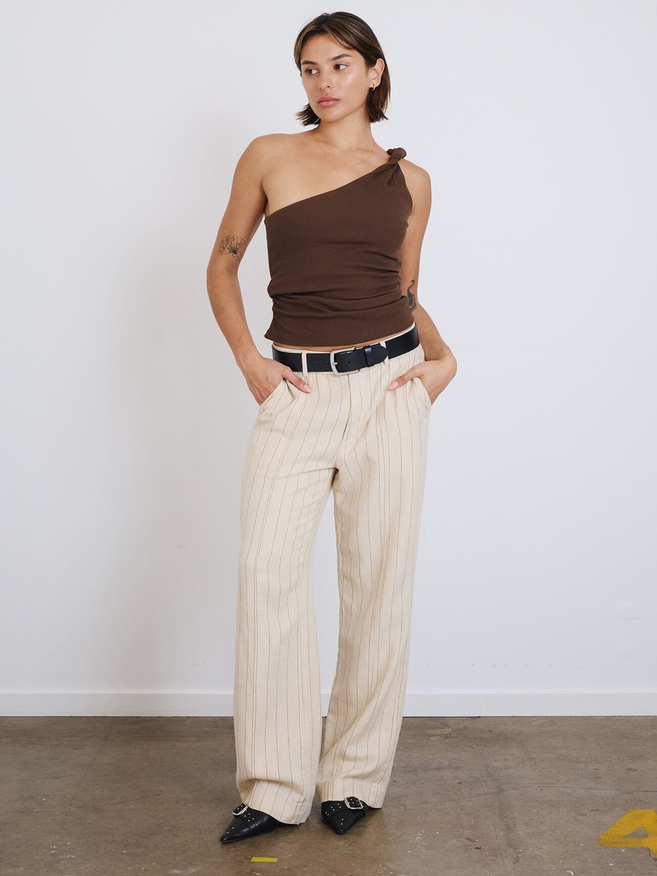 Olivia Pinstripe Pant - Tofu