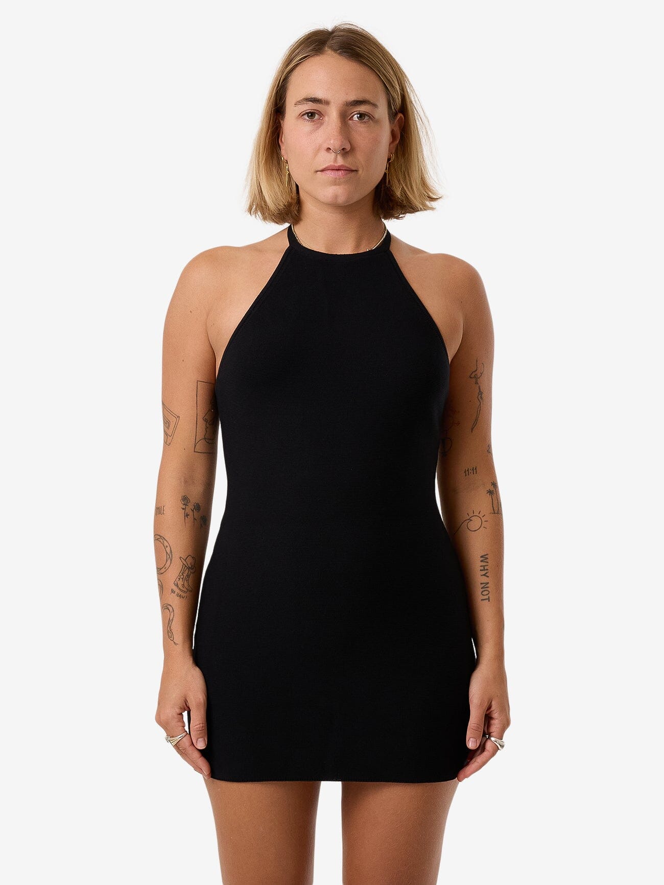 Cove Knitted Halter Neck Dress - Black