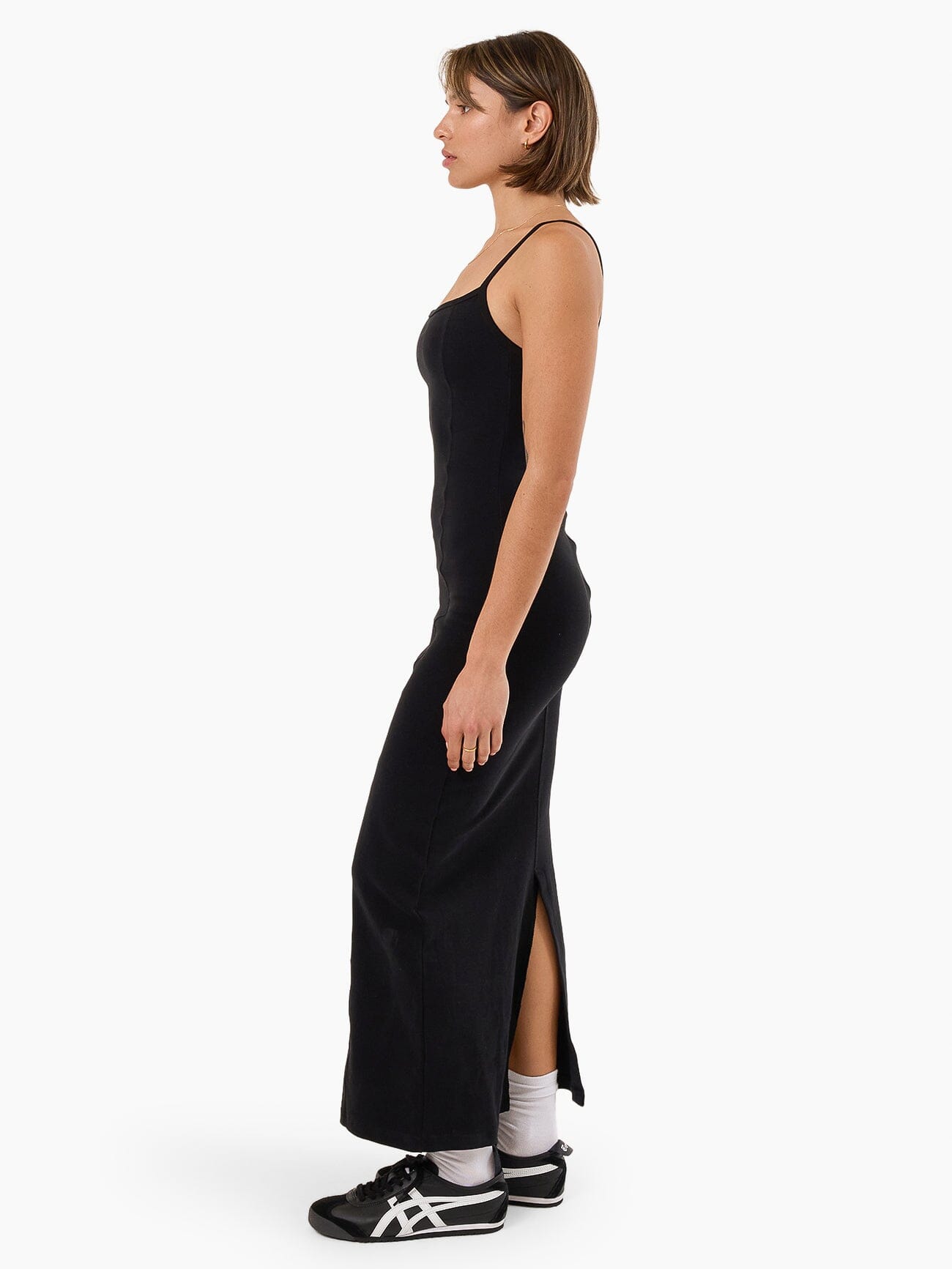 Rib Seam Dress - Black