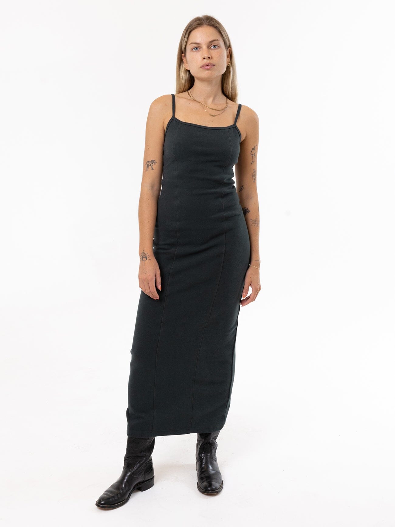 Rib Seam Dress - Dark Jade