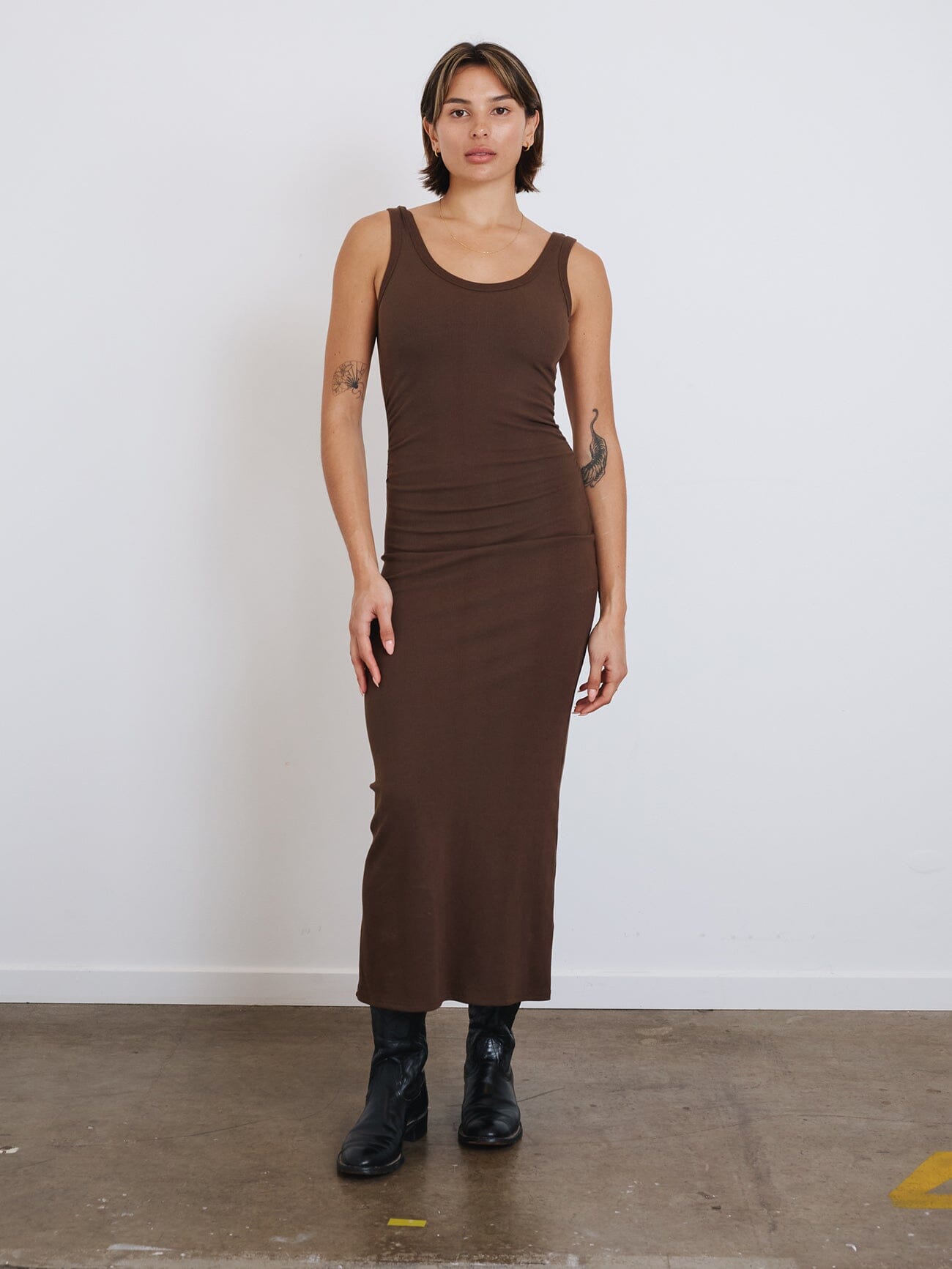 Brynn Rib Maxi Dress - Dark Brindle