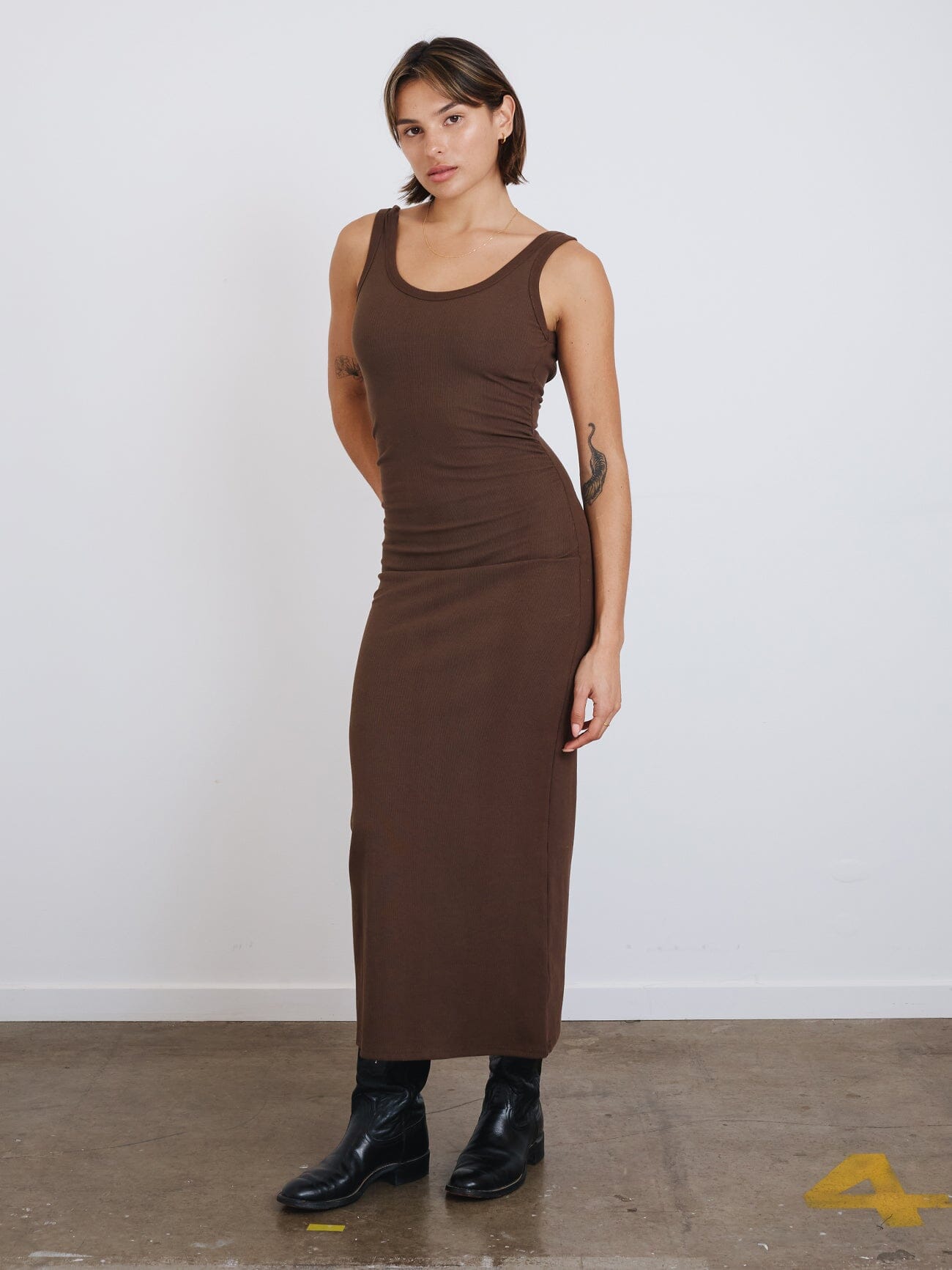 Brynn Rib Maxi Dress - Dark Brindle