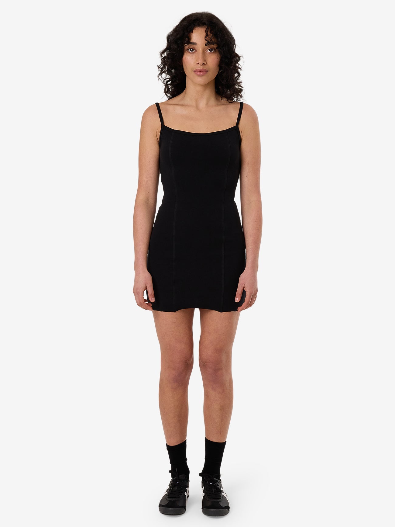 Rib Seam Mini Dress - Black 4