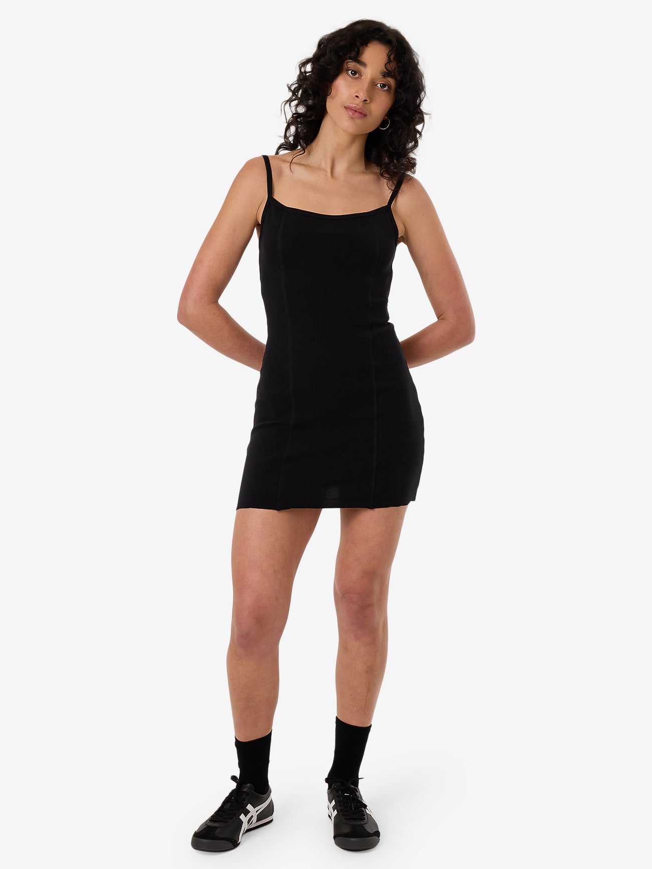 Rib Seam Mini Dress - Black 4