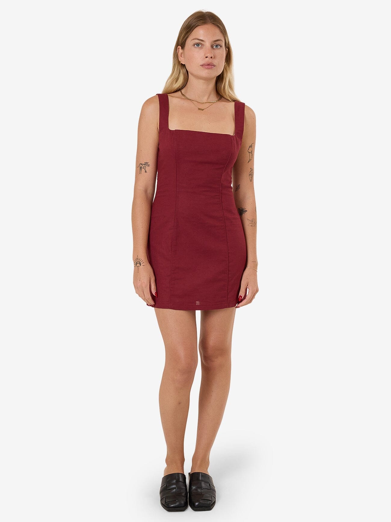 Elsie Square Neck Dress - Dark Cherry 4