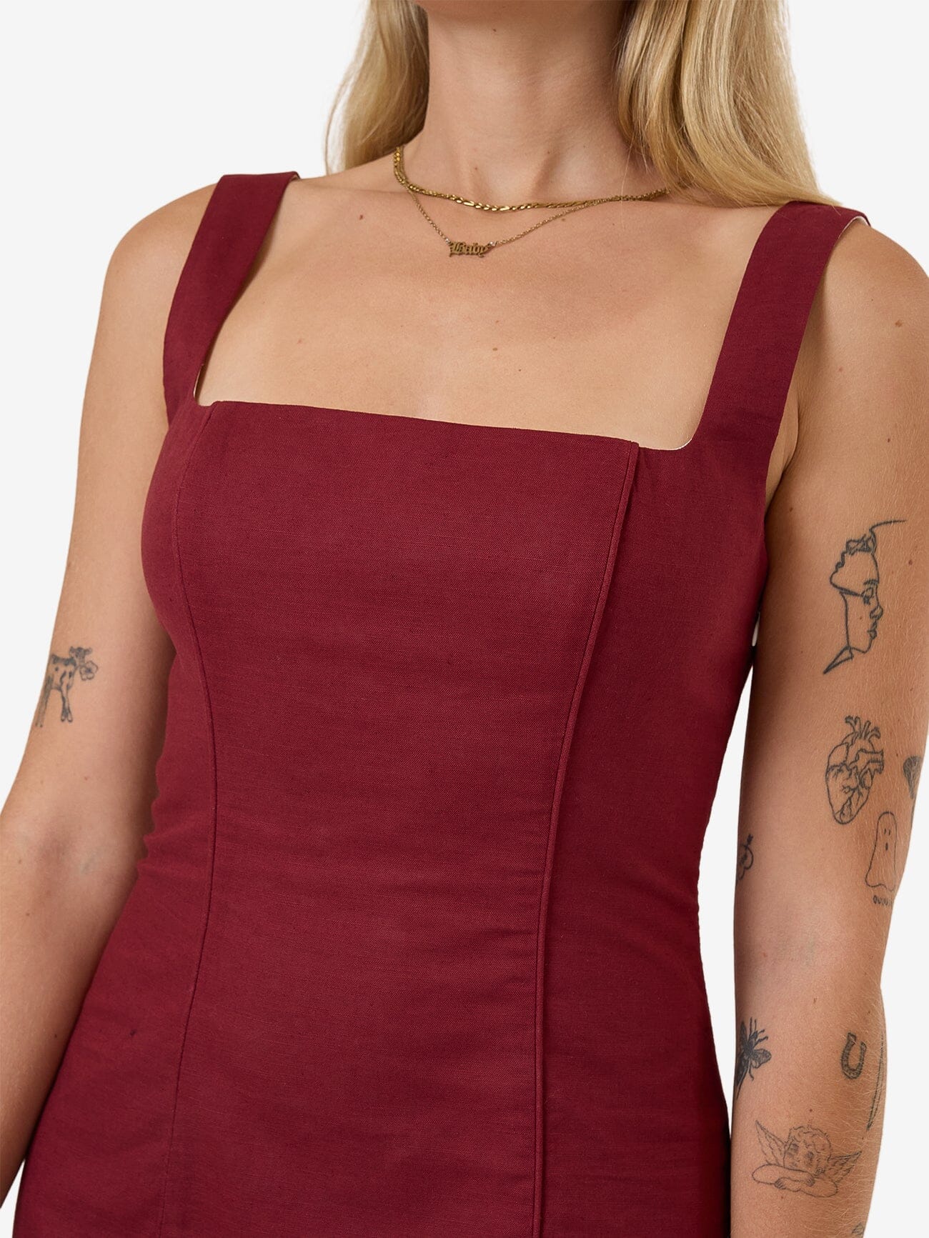 Elsie Square Neck Dress - Dark Cherry 4