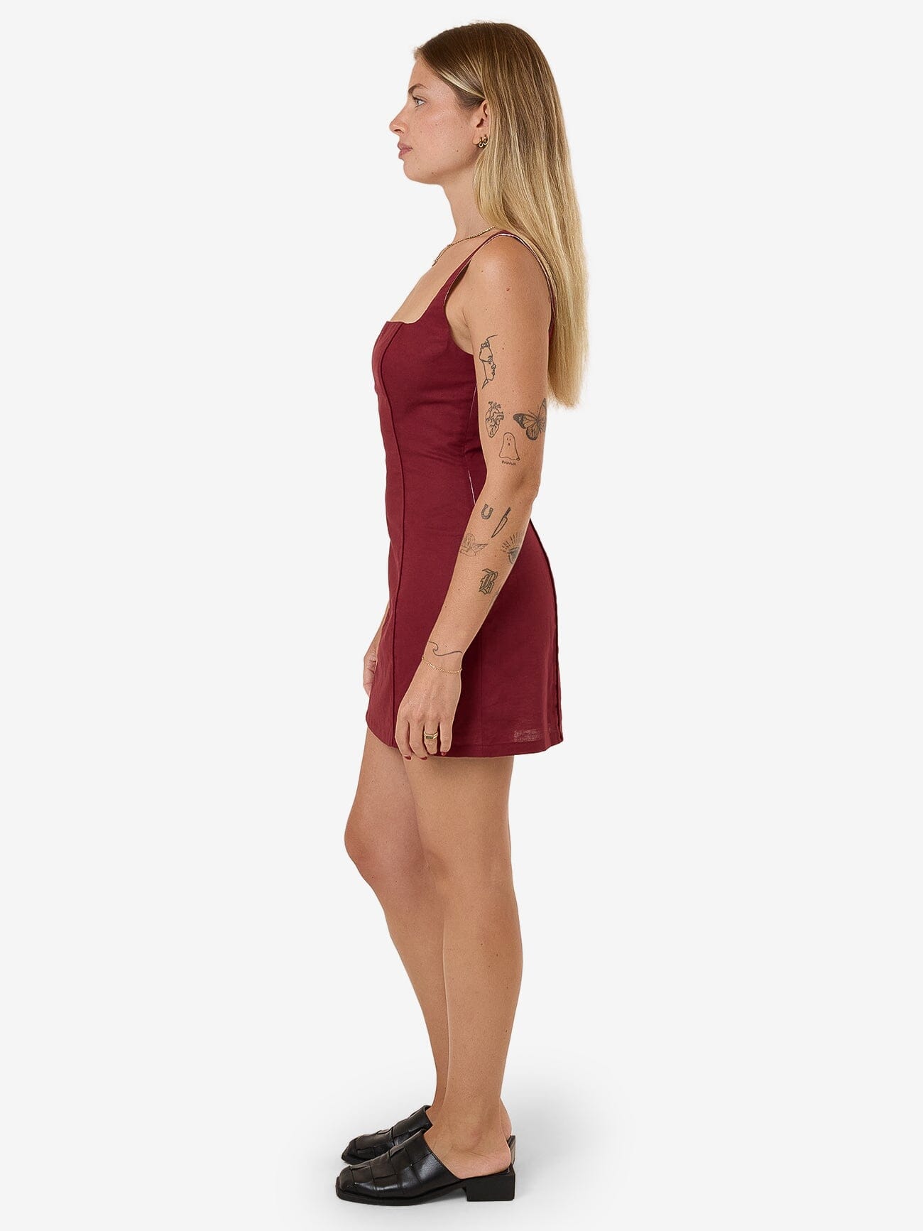 Elsie Square Neck Dress - Dark Cherry 4