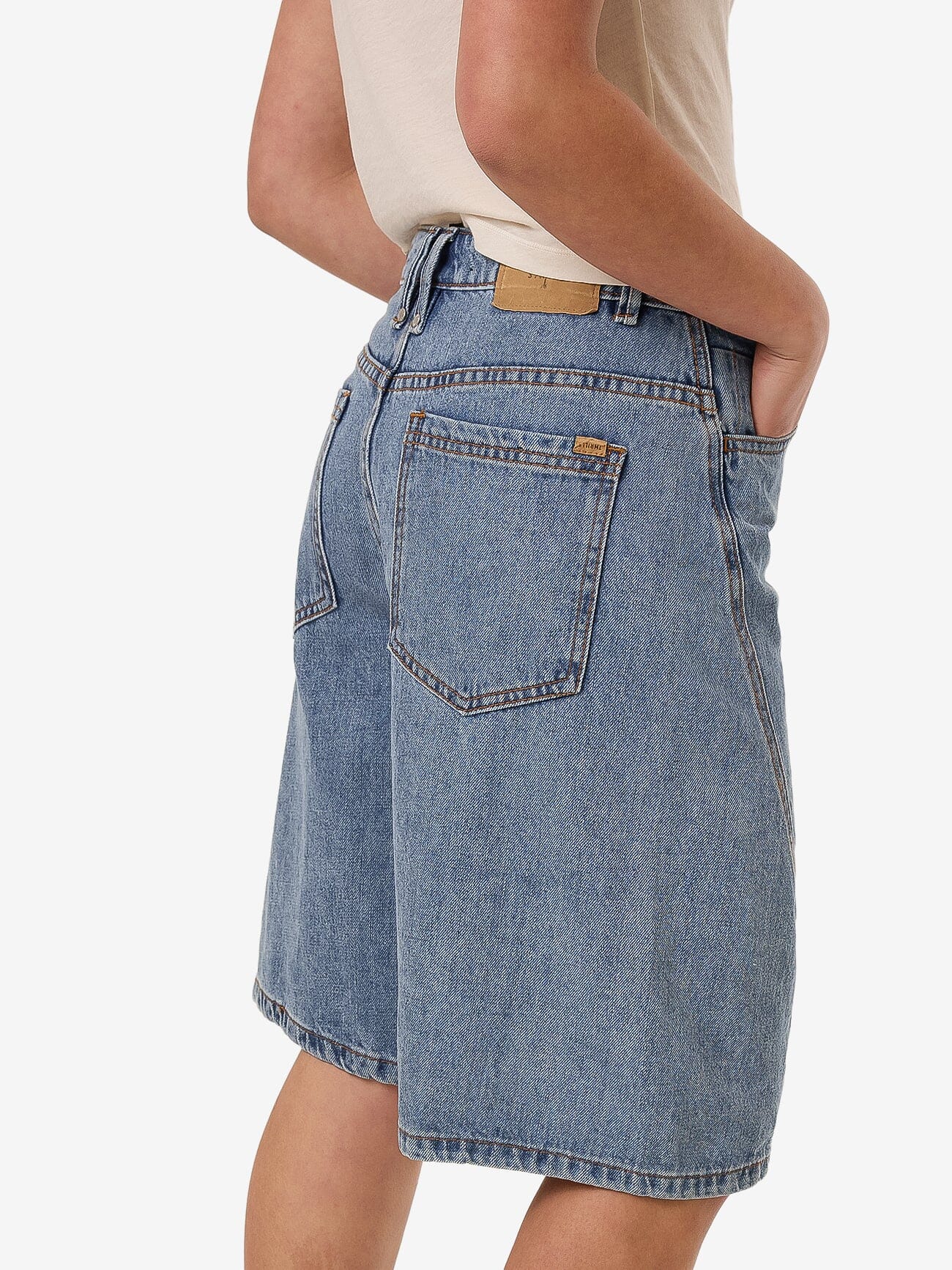 Ronnie Pieced Denim Short - Bright Mid Blue 4