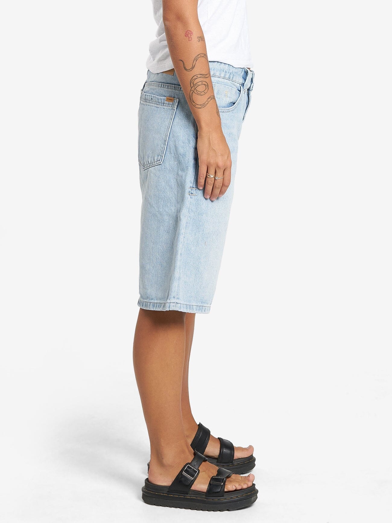 Syd Baggy Denim Short - Ash blue