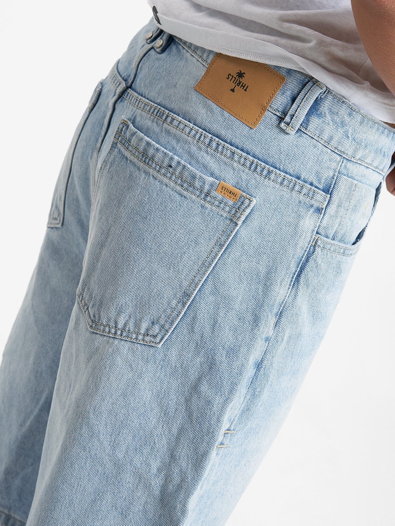 Syd Baggy Denim Short - Ash blue