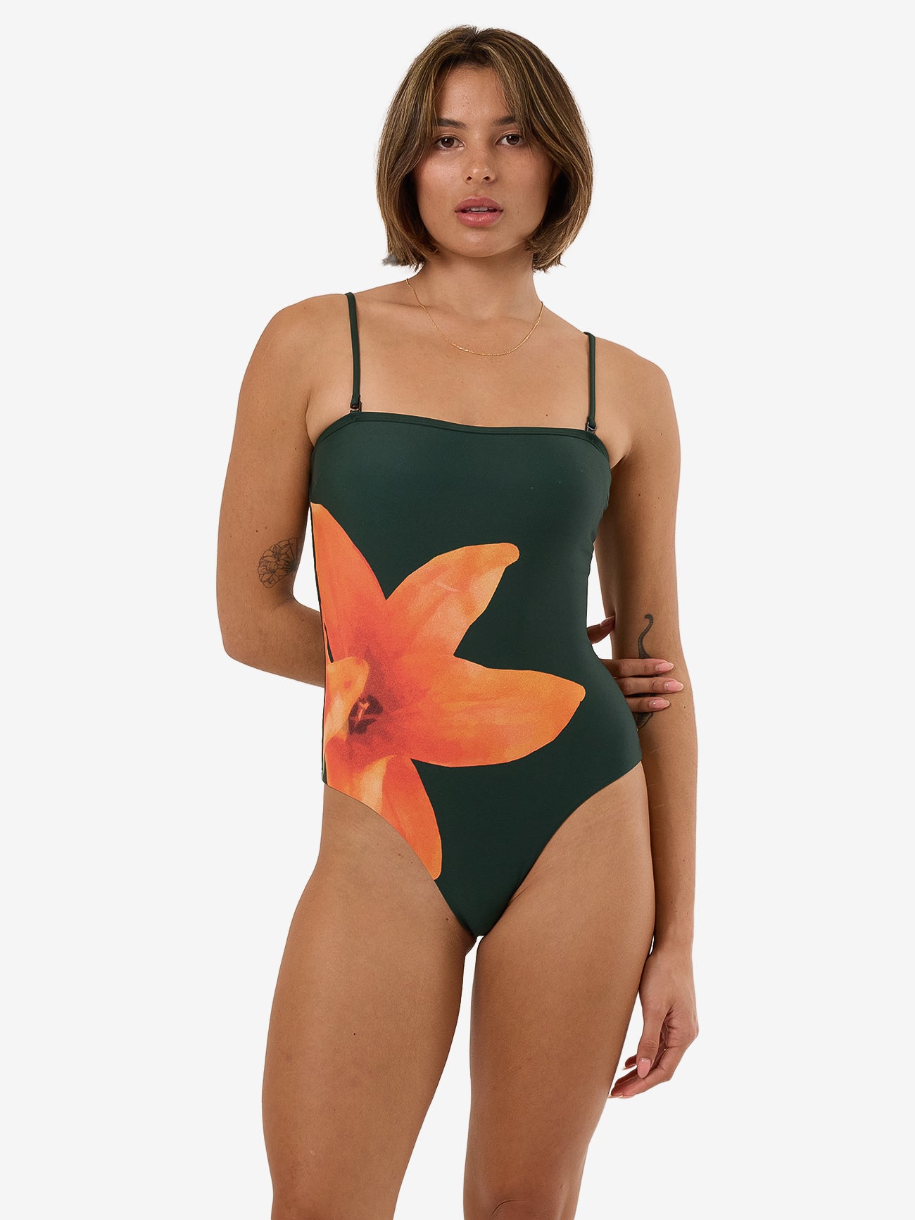 Lagoon Strapless One Piece - Dark Jade