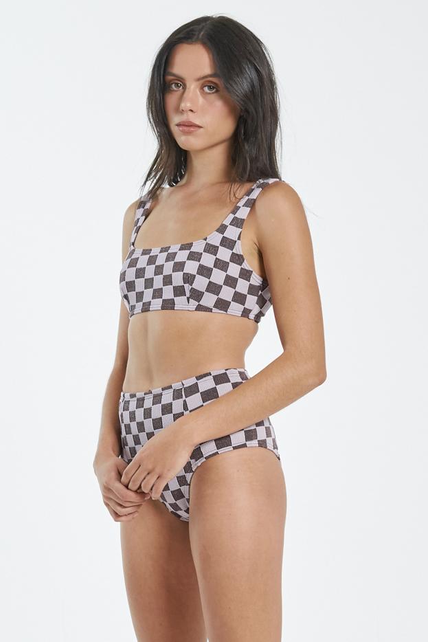 Aalto Rib High Waist Bikini Bottom - Washed Cocoa