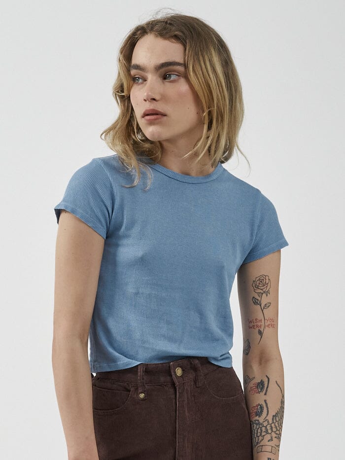 Hemp Paper Rib Micro Tee - Powder Blue