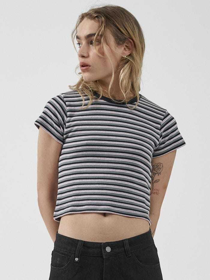 Knowledge Stripe Mini Fit Tee - Total Eclipse